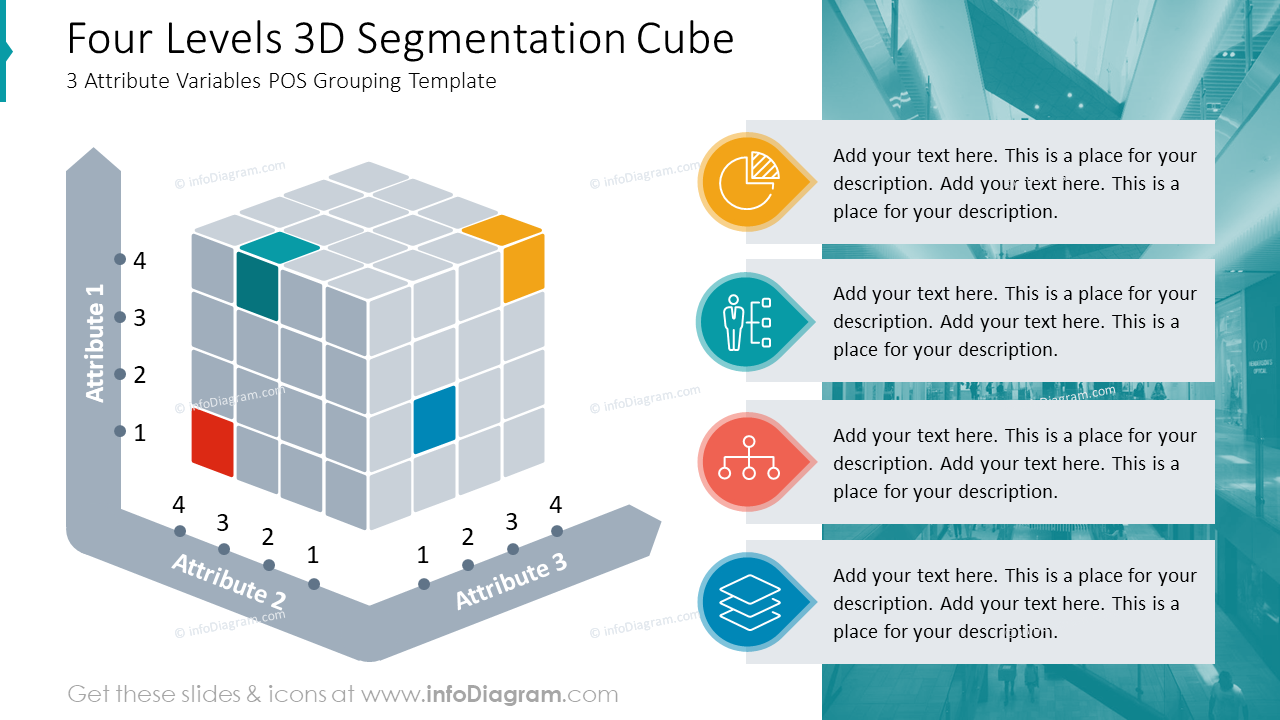 Vier-Level-3D-Segmentierungswürfel