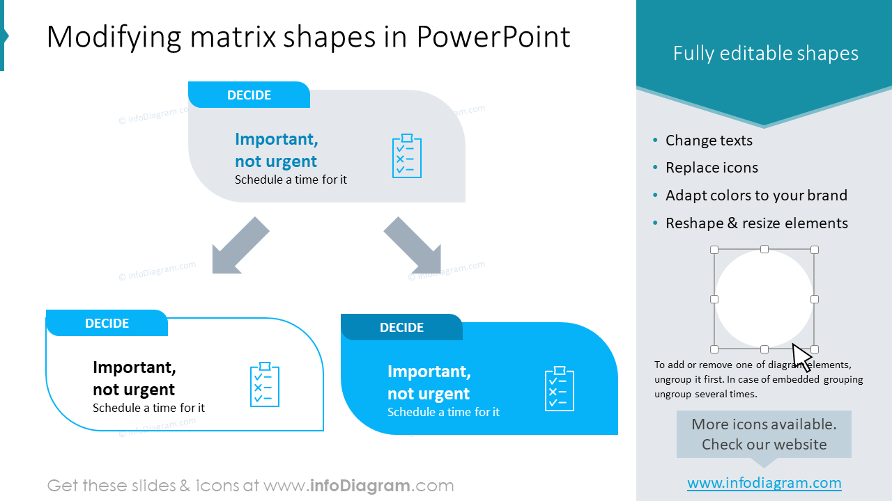 Modifying matrix shapes in PowerPoint