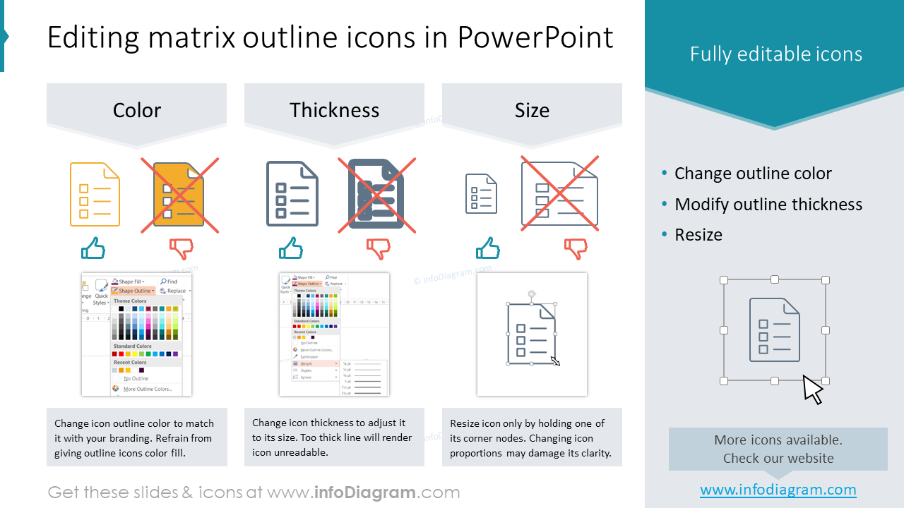 Editing matrix outline icons in PowerPoint