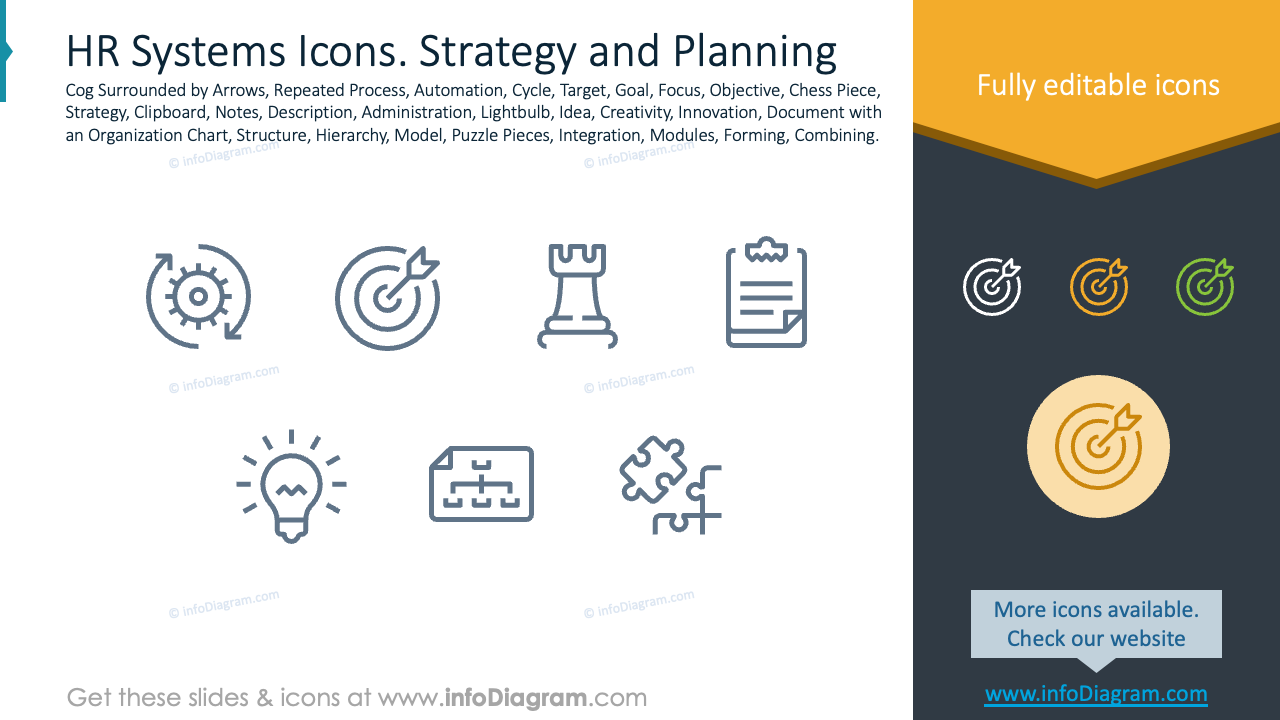 HR Systems Icons. Strategy and Planning