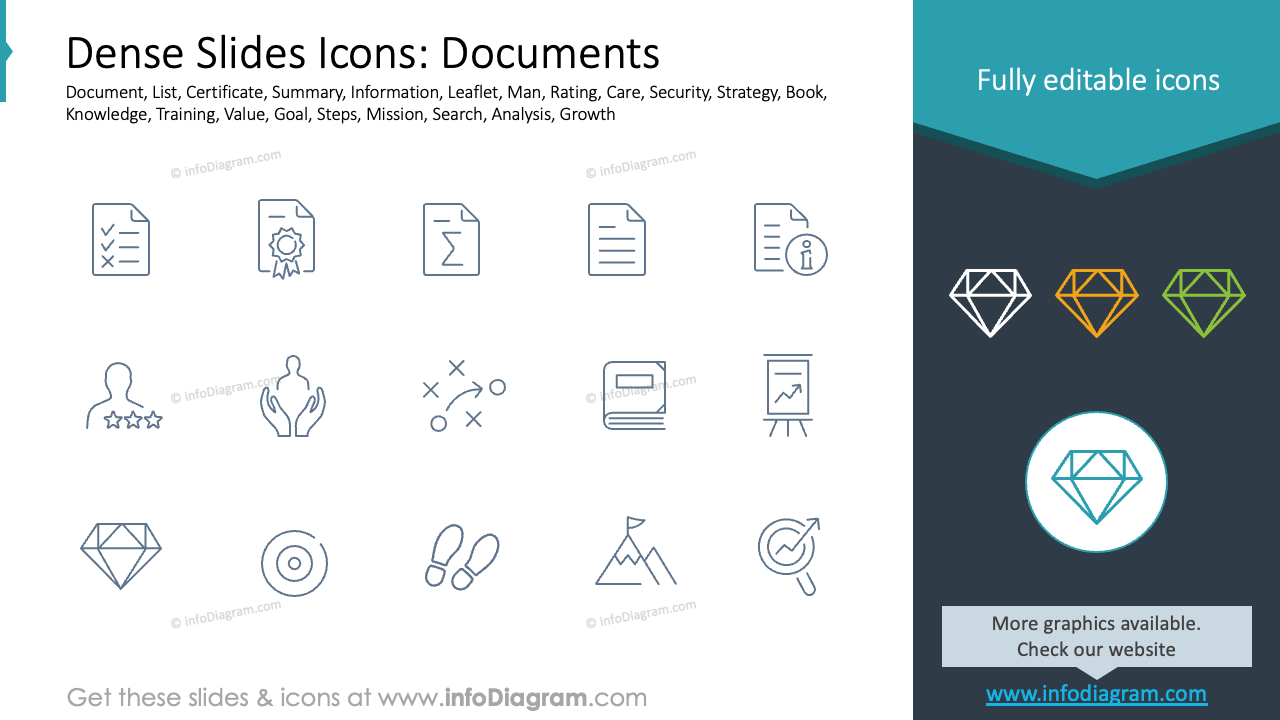 Ícones de Slides Densos: Documentos