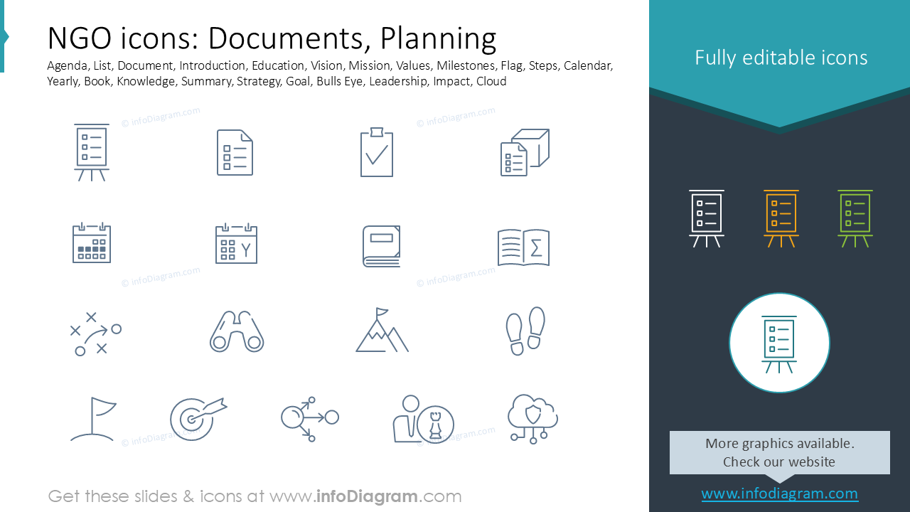 NGO-Icons: Dokumente, Planung