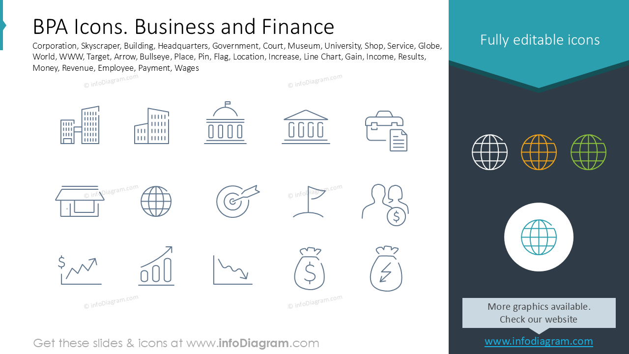 BPA Icons. Business and Finance