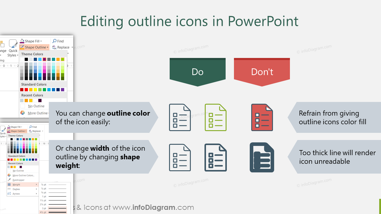 Edición de íconos de contorno en PowerPoint
