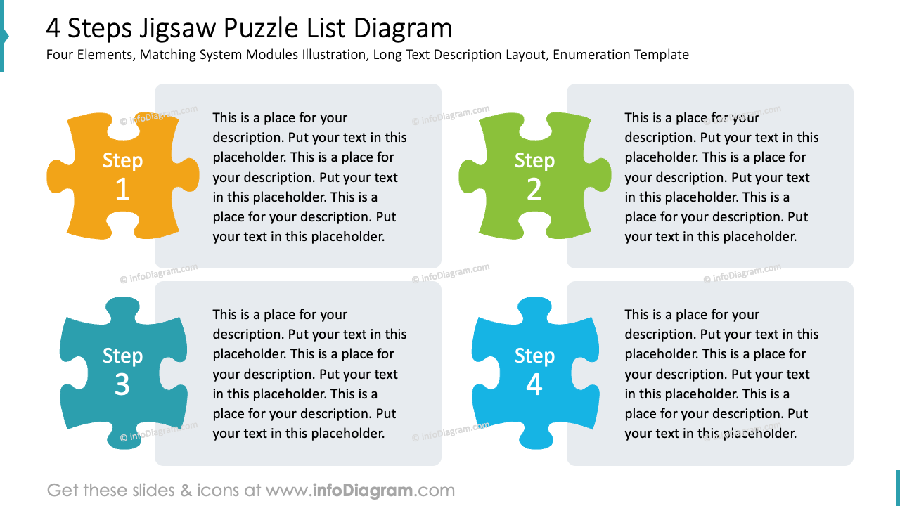 4-Schritte-Puzzle-Liste-Diagramm