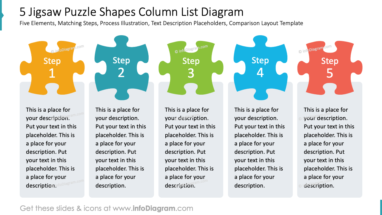 5 Puzzleteile-Spaltenlisten-Diagramm