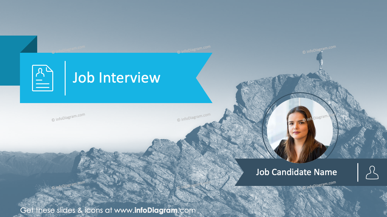 Jobinterview in gedämpftem Blau-Stil