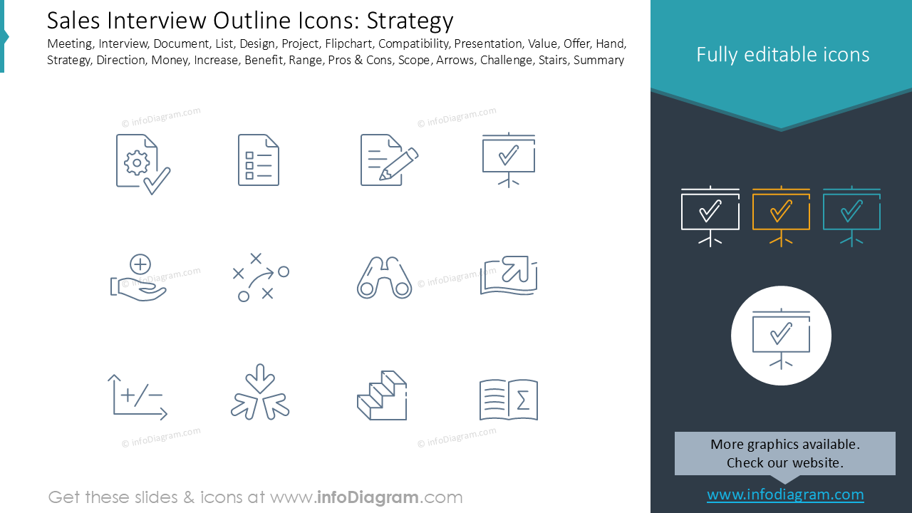 Sales Interview Outline Icons: Strategy