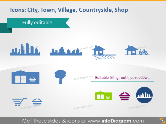 cidade aldeia campo loja cidade pictograma cliparts de powerpoint