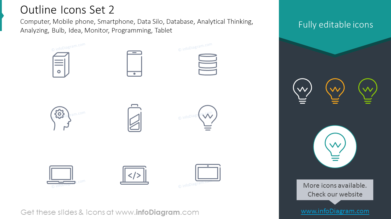 Conjunto de Ícones: Computador, Smartphone, Silos de Dados, Monitor, Programação, Tablet