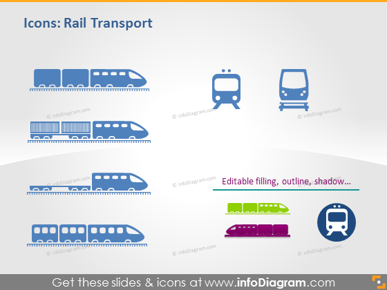 Iconos logísticos transporte ferrocarril locomotora clipart de powerpoint