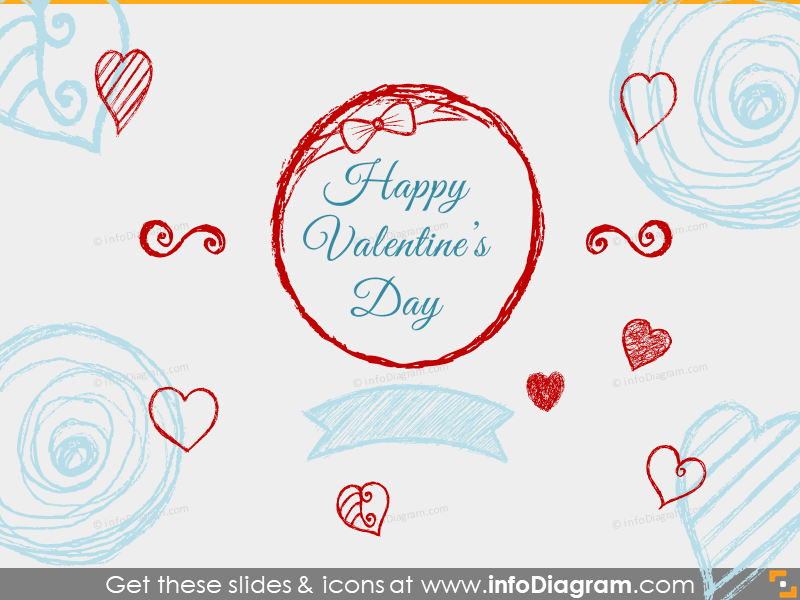 Saisonale Icons - Glücklicher Valentinstag (PPT Clipart)