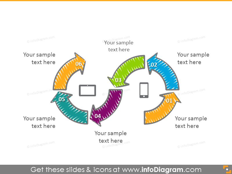 Loop arrows diagram with 6 items