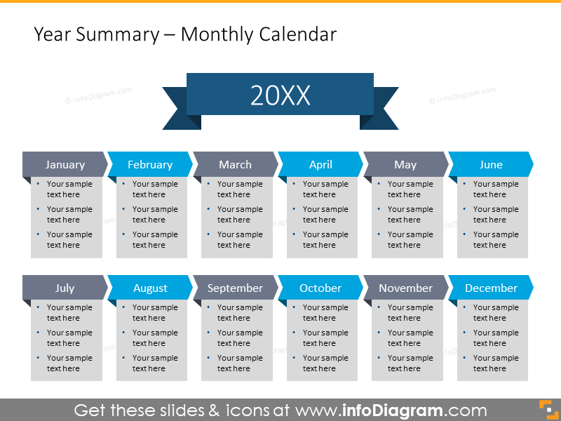 Year Summary - Monthly Calendar PPT Template