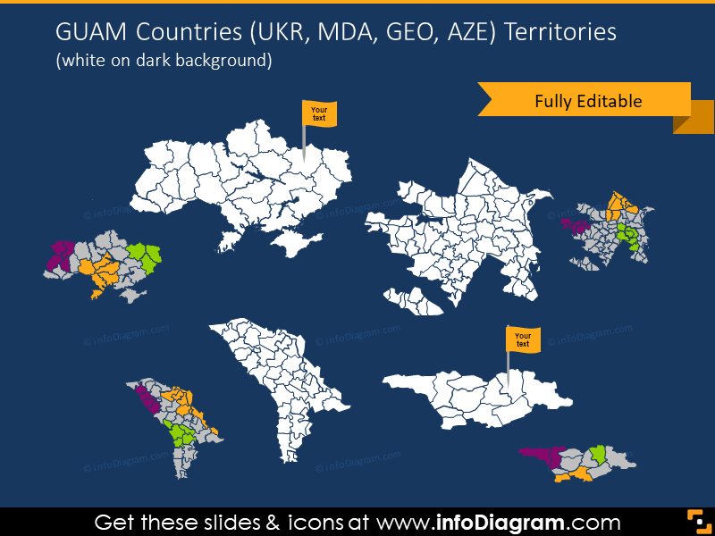 Carte des territoires UKR, MDA, GEO, AZE