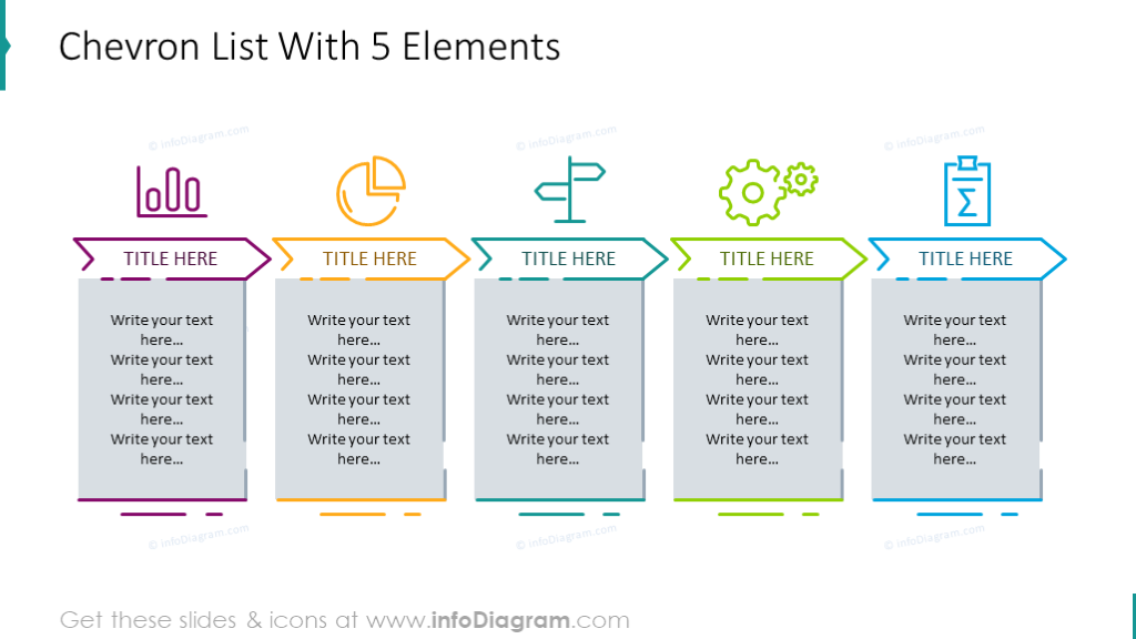 Example of the 5 elements chevron list
