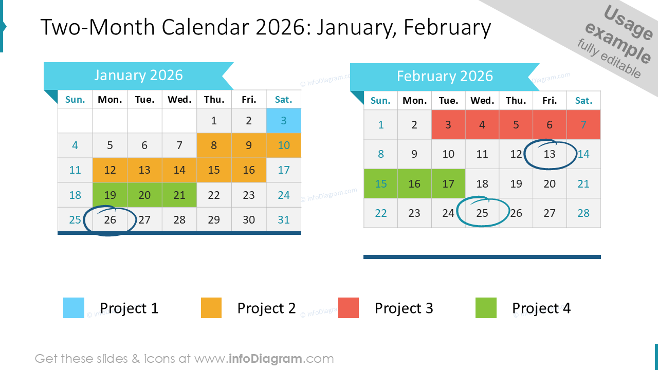 Calendário de Dois Meses 2024: Janeiro, Fevereiro