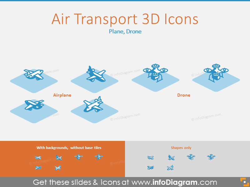 Icônes 3D de Transport Aérien