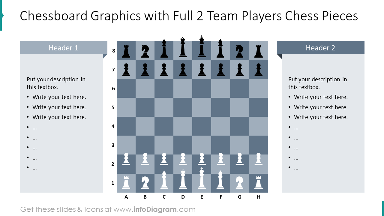 Graphiques d'échiquier avec des pièces d'échecs pour 2 joueurs complètes.