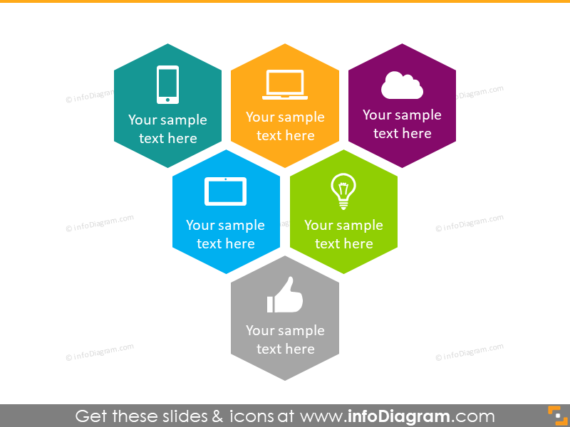 ícono pptx de infografía en forma de hexágono