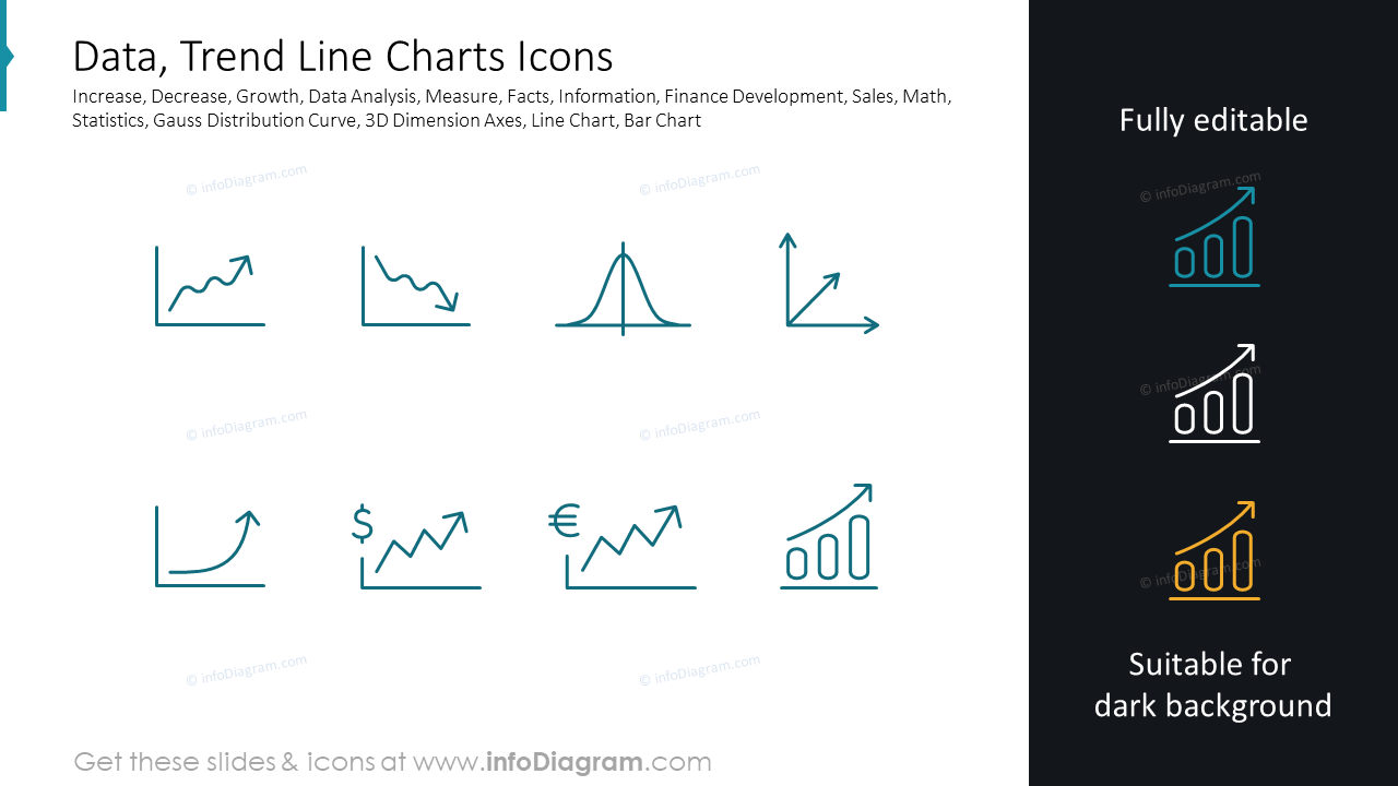Data, Trend Line Charts Icons