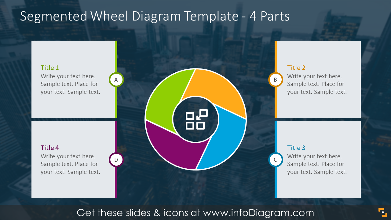 4 parts segmented wheel diagram with textholders