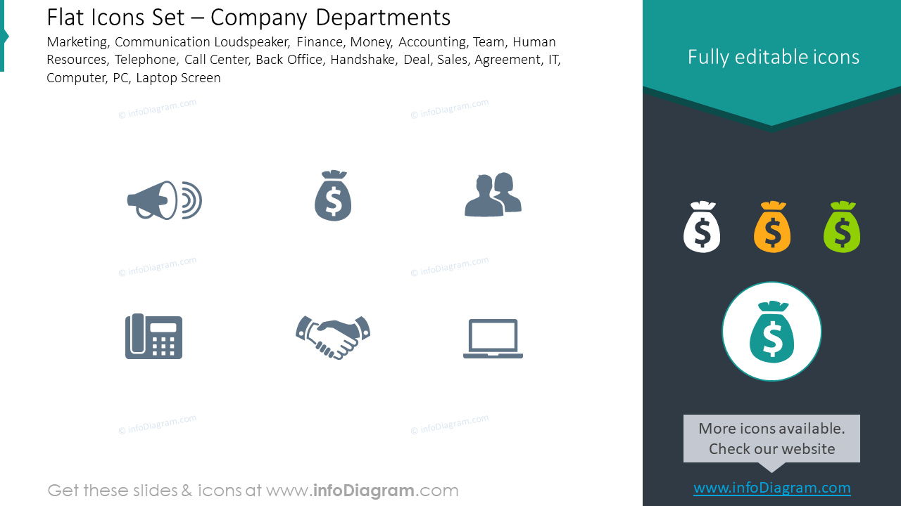 rag-project-status-update-presentation-table-traffic-light-icon-go-nogo-risk-indicator-matrix-chart-powerpoint-template-red-yellow-amber-green-road-signFlat icons set: company departments, marketing, communication loudspeaker