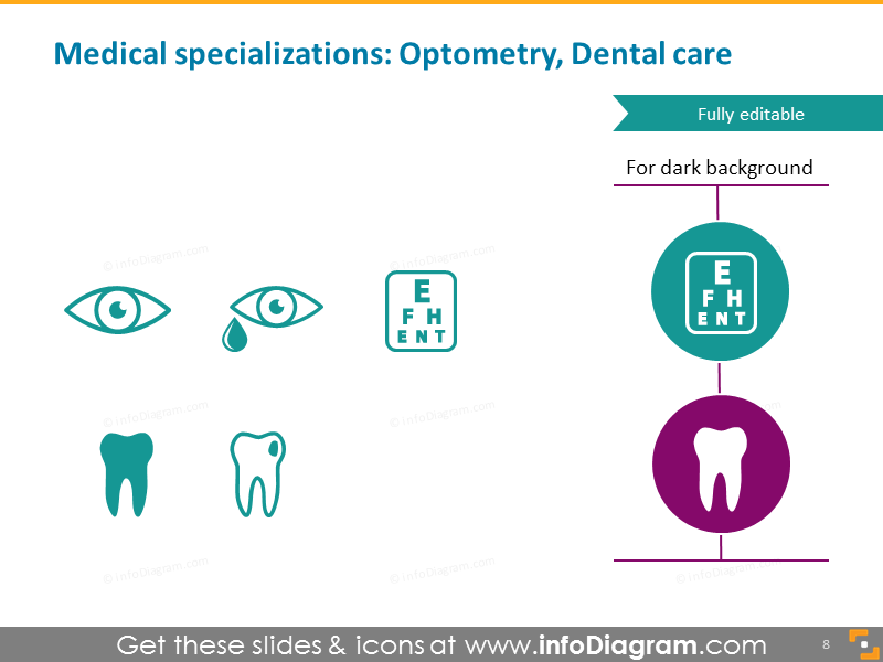 Spécialiste médical ophtalmologiste dentiste icône dentaire