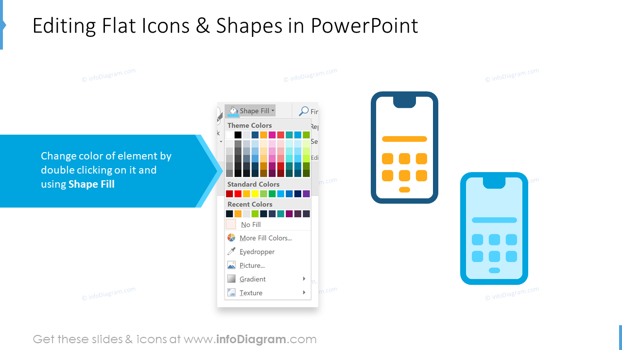Bearbeitbarkeit von Flachsymbole und Formen in PowerPoint
