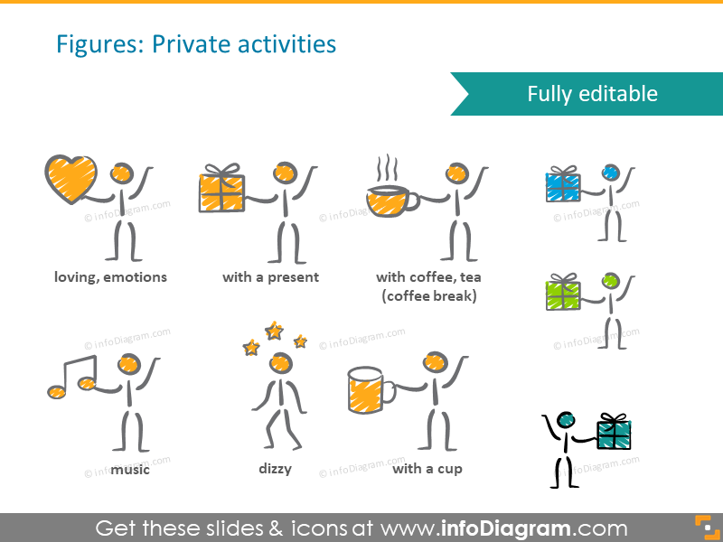 people icon scribble handwritten private coffee present ppt clipart