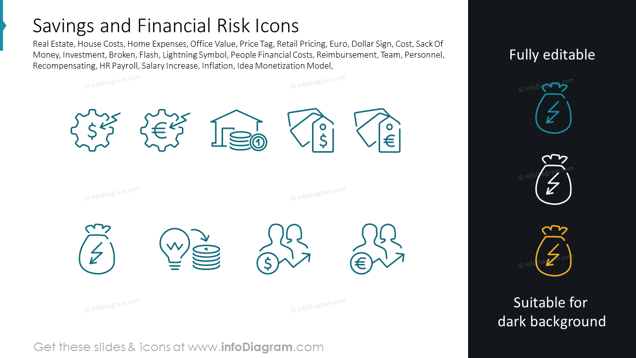 Iconos de Ahorros y Riesgo Financiero
