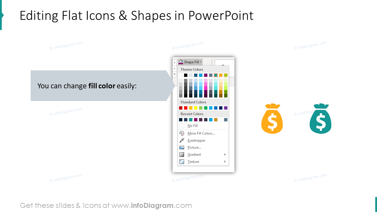 Editabilidad de iconos planos en PowerPoint