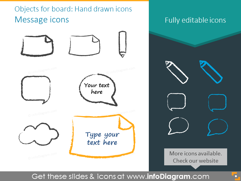 Hand drawn message icons set