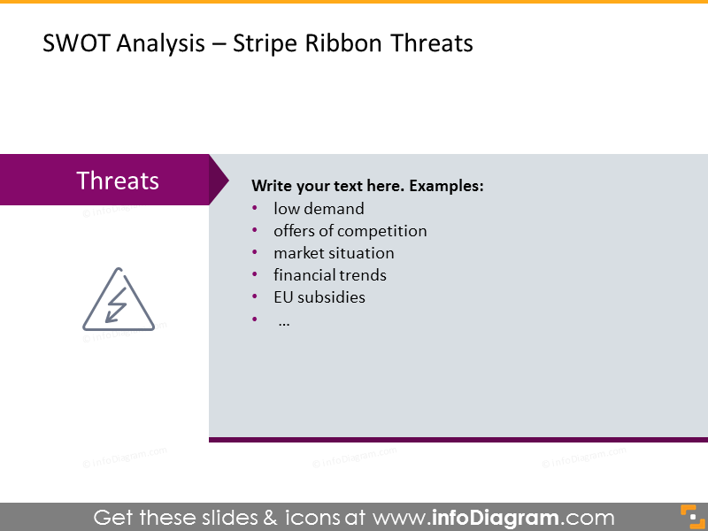 Analysis of company's threats illustrated with stripe ribbon template