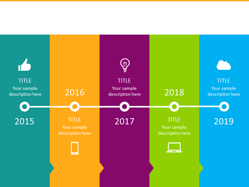 colored horizontal timeline diagram infographics