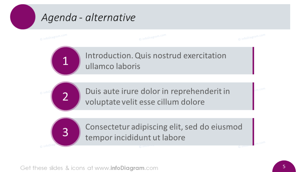 Agenda - bullet points style textbox placeholder