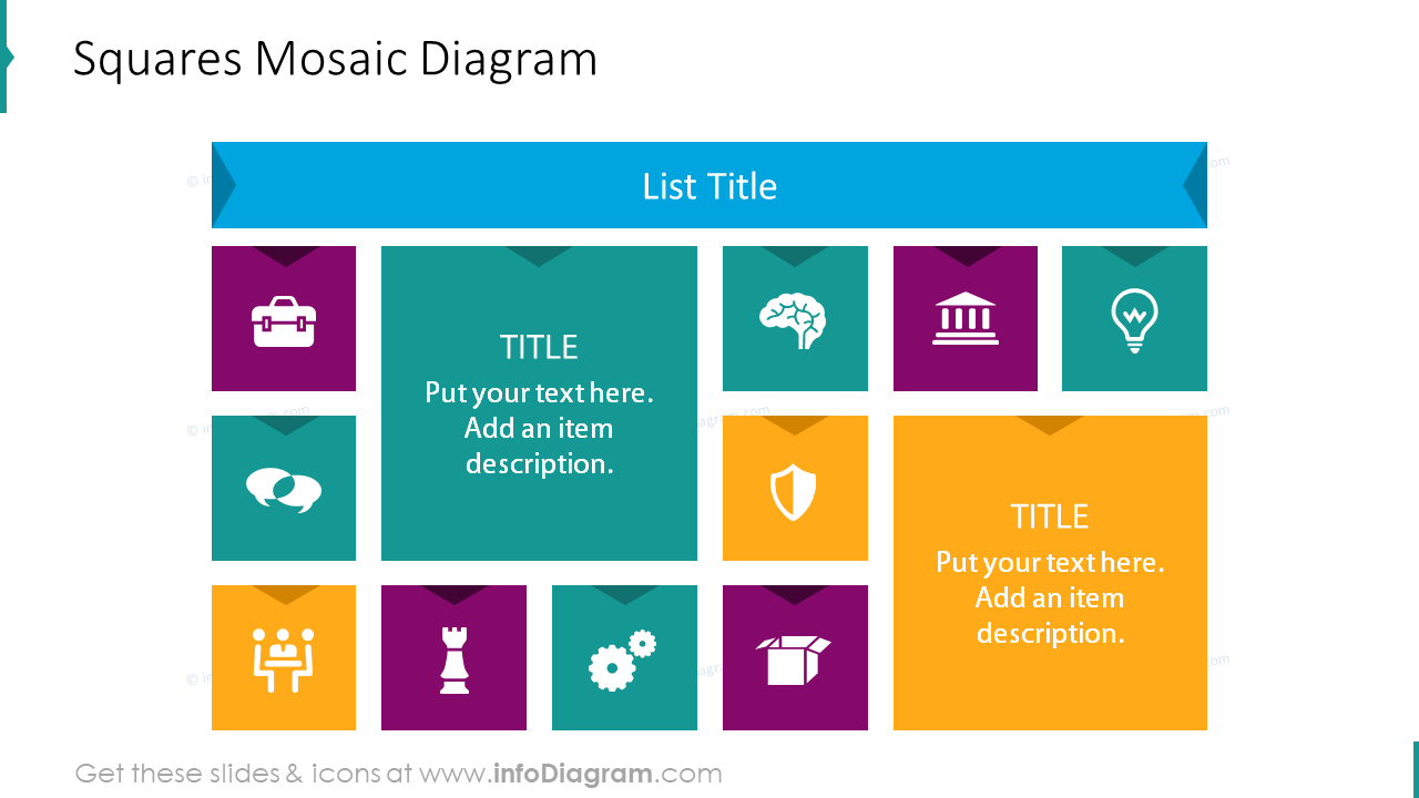 Quadrate Mosaikdiagramm PPT-Vorlage