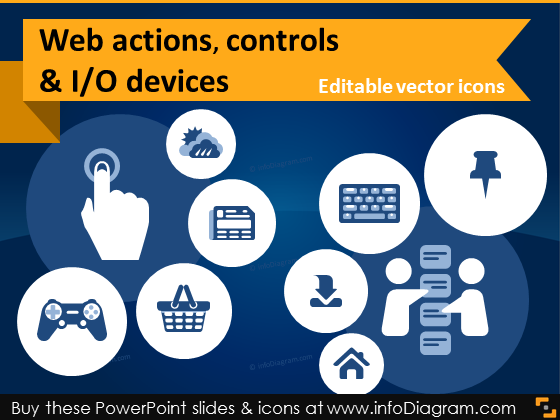 IT-Icons Website-Aktionen Inhaltssteuerungen (flache PPT-Clipart)