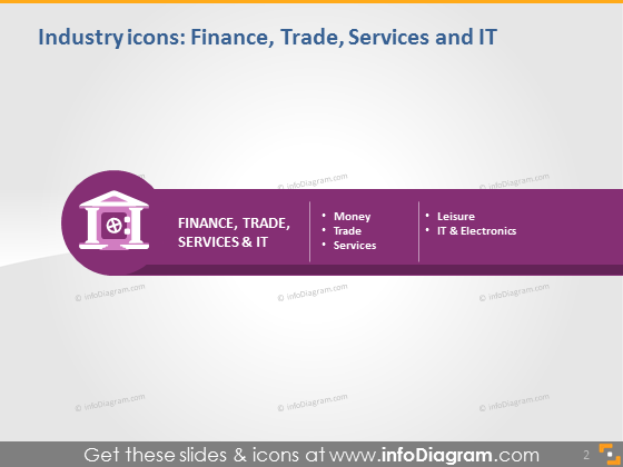 finance industry icons powerpoint dark light background