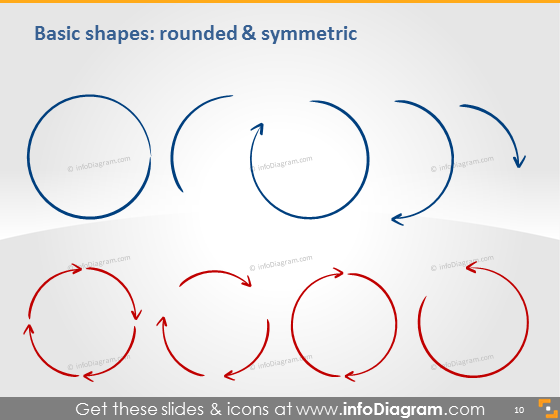 Formes rondes icônes symétriques clipart ppt