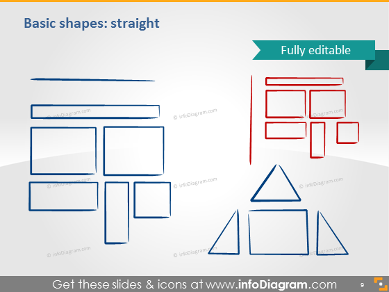 Formatos triângulo retângulo ícones ppt clipart