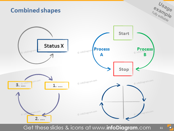 Formas ciclos ícones ppt clipart