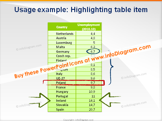 highlighting table icons ppt clipart charcoal
