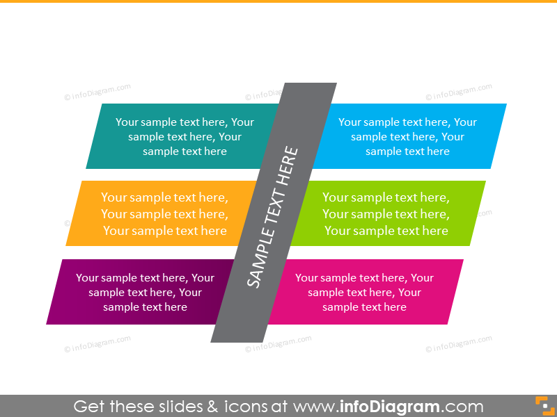 colorful slanted trapeze description flowchart diagram