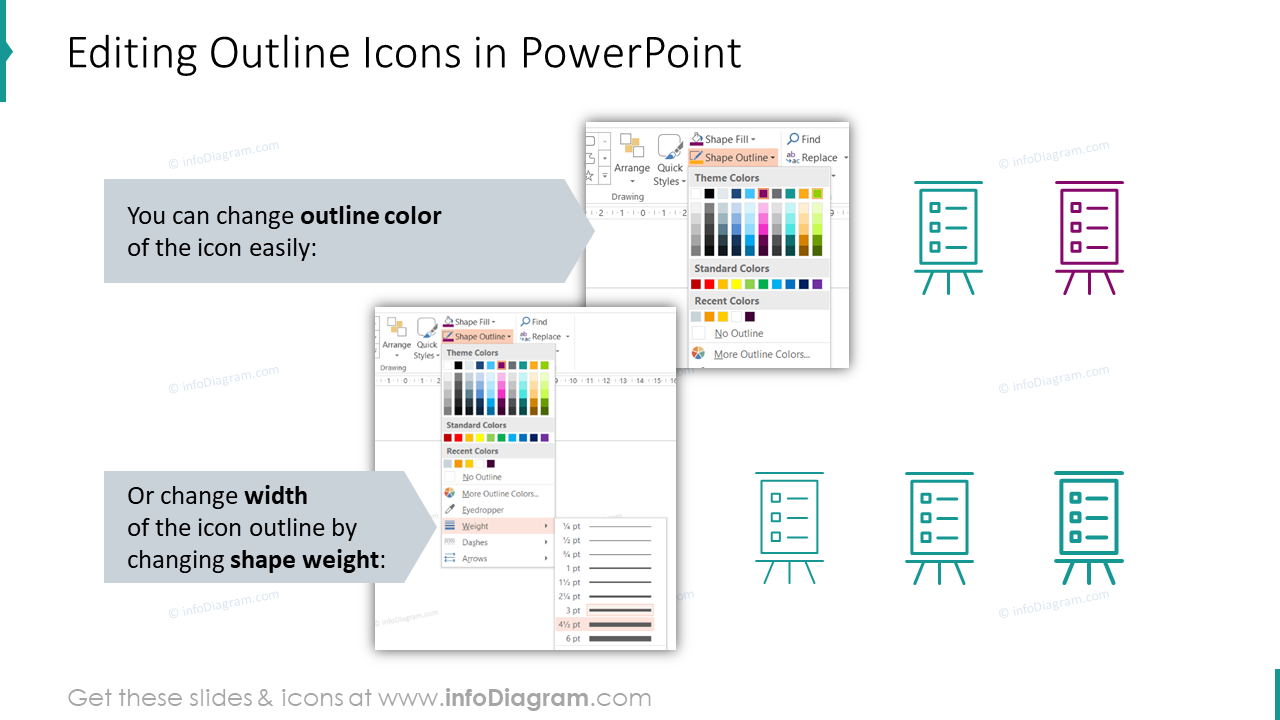 Editability of outline icons in PowerPoint