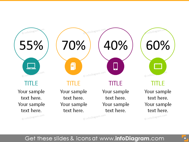 double circle chart infographics template flat