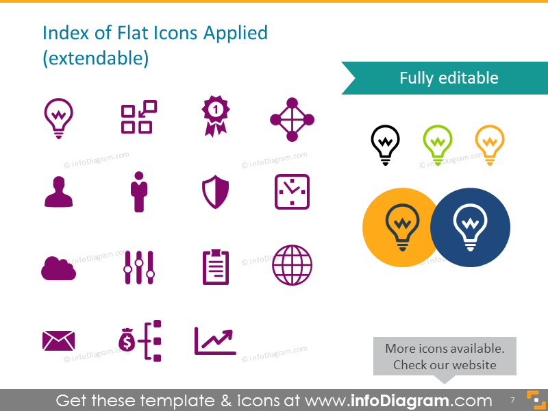 Index of Flat Icons Applied (extendable)