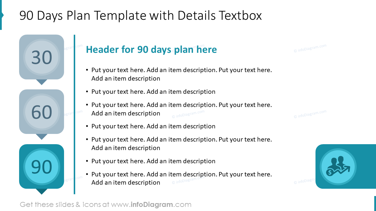 90-Tage-Plan-Vorlage mit Details-Textbox