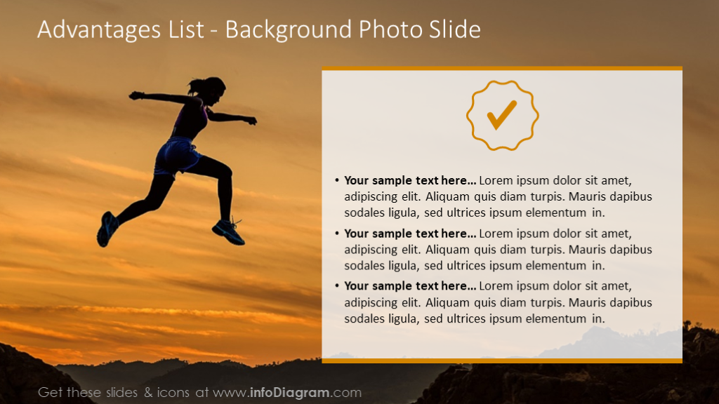 Vorteile Liste mit Hintergrundfoto veranschaulicht
