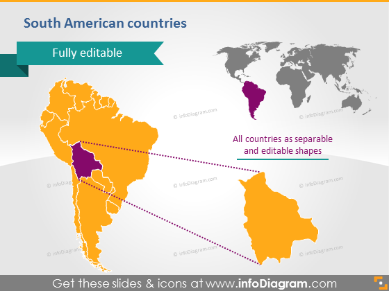 Southern America countries powerpoint editable Bolivia map